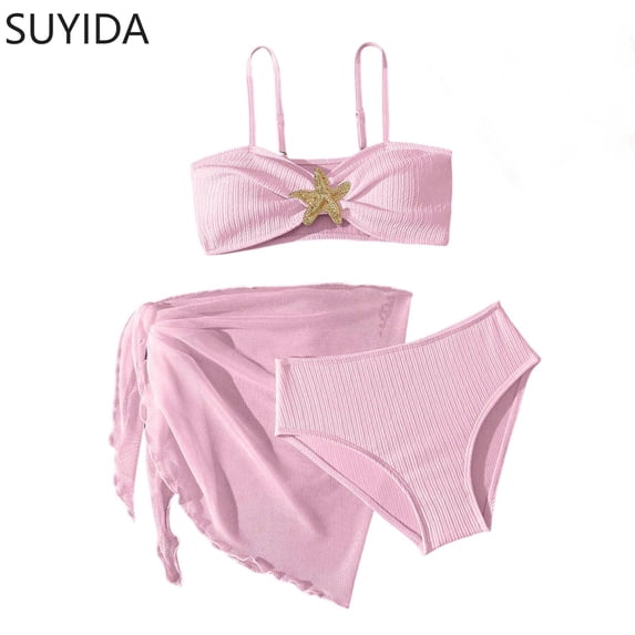 Girls Tankini Swimsuits Size 10 Ruffle Bikini Sets for Girls Adjustable Strap Girls Swimwear Tankini 3pcs Color Block Girls Bathing Suit size 6