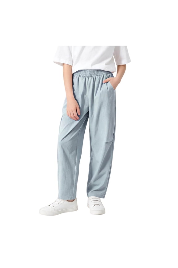 Girls Tapered Jogger Pants, Cooling Sun Protection Water Resistant Thin Summer Pants with Elastic Waist, Breathable for 5-15 Years Old Girls Blue 5 Years