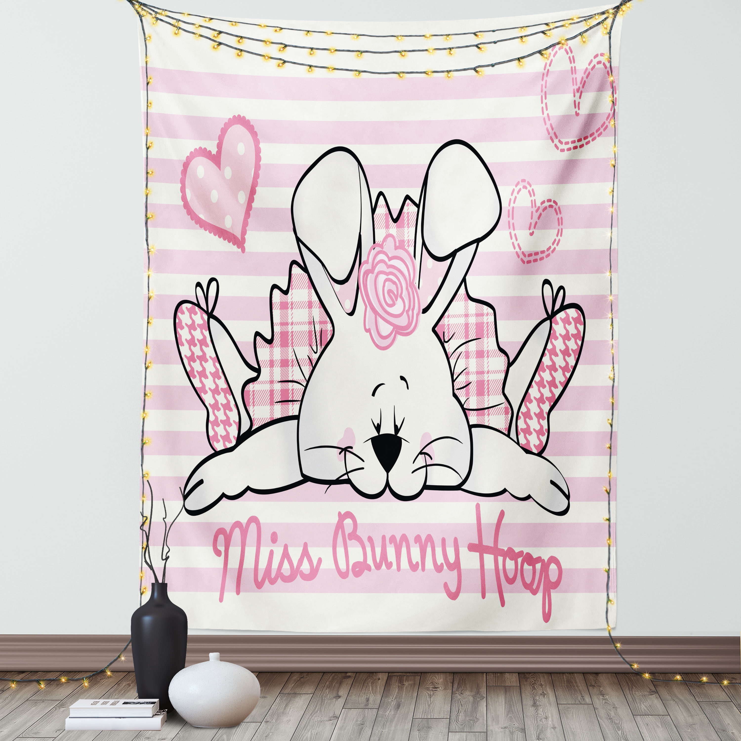 Girls Tapestry, Miss Bunny Hoop in Love Romantic Cute Rabbit Valentines ...