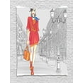 thumbnail image 1 of Girls Tapestry, Urban Fashion Themed Image with Girl in Colorful Clothes and Historical Street View, Wall Hanging for Bedroom Living Room Dorm Decor, 40W X 60L Inches, Multicolor, by Ambesonne, 1 of 2