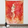 thumbnail image 1 of Girls Tapestry, Woman Face with Floral Ornamentals in Hair Glamour Watercolor Modern Artwork, Wall Hanging for Bedroom Living Room Dorm Decor, 40W X 60L Inches, Red Orange Cream, by Ambesonne, 1 of 5