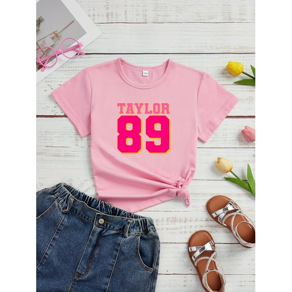 Girls' Taylor 89 Graphic Tee - Soft Cotton, Crew Neck Short Sleeve Casual Top for Summer Outdoor Fun