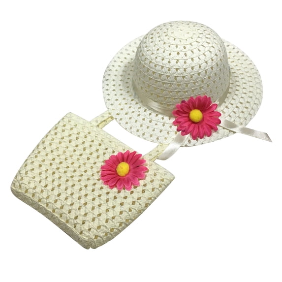 Girls Tea Party Hat and Purse Dress Up Set Beige