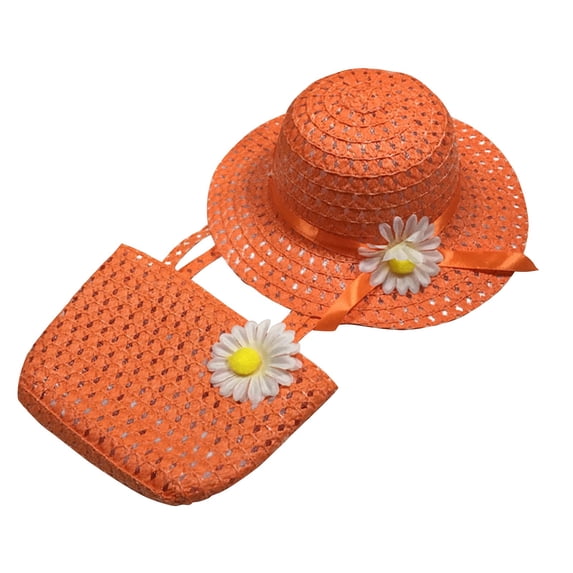 Girls Tea Party Hat and Purse Dress Up Set Orange