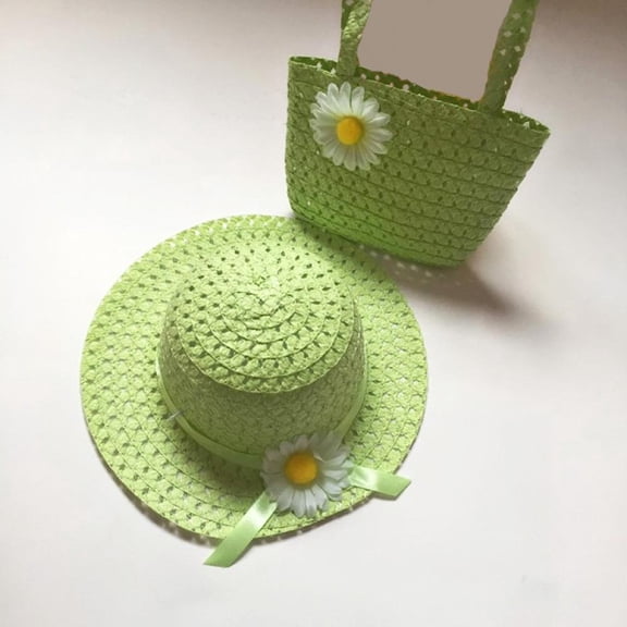 Girls Tea Party Hats Purse Daisy Flower Sun Straw Hat and Purse Sets Includes 1 Purses 1 Daisy Flower Sunhats