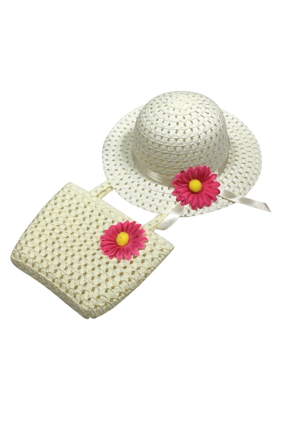 Girls Tea Party Sun Hat and Purse Kids Party Birthday Travel Gift Toddler Cap Bag Set Baby Sun Hat Beige