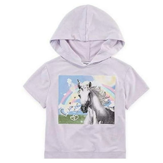 Girls Tee Hoodie with Unicorn Rainbow design or Love sizes 6-16