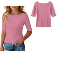 thumbnail image 1 of Girls Tee Shirts Crew Neck Short Sleeve Ribbed Shirt for Girls Oversized Summer Tops 7-8 Years, 1 of 5