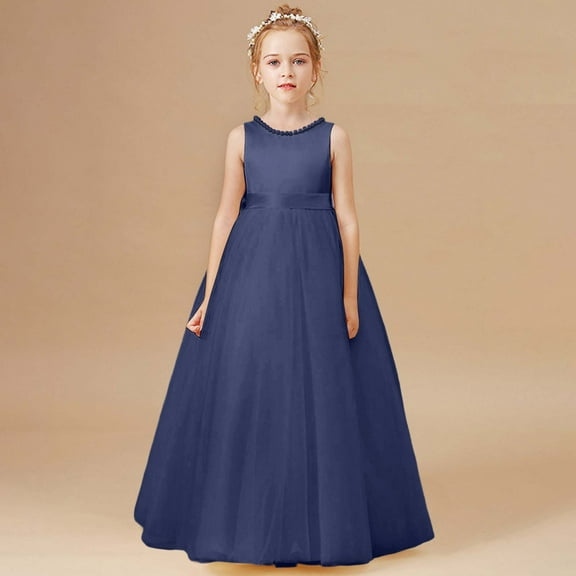 Girls Teen Dress Short Sleeves Blue Girls Fall Dress Girls Flower Girl Dress Christmas Dress 13-14Years