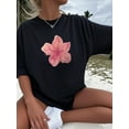 thumbnail image 1 of Girls & Teens' Casual Apricot Printed Round Neck Short Sleeve T-Shirt Summer Casual Top Oversized Y2k Clothes Ladies Clothes Tee, 1 of 1