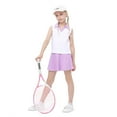 thumbnail image 1 of Girls Tennis Golf Outfit Sleeveless Polo V Neck Tank Top and Skorts Sets Sport Skirt with Pockets, 1 of 5