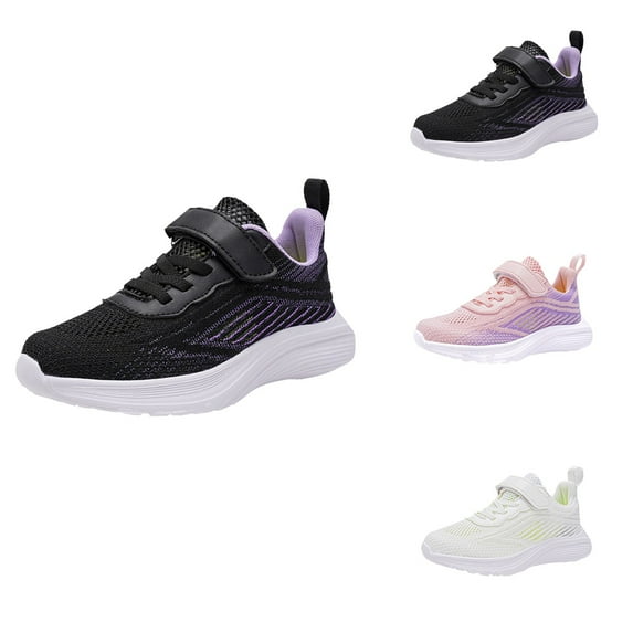 Girls Tennis Shoes Lightweight Breathable Sneakers, Casual Walking Slip On Running Shoes for Toddler Kids Barefoot Wide Design