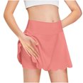 thumbnail image 1 of Girls Tennis Skirt, Athletic Golf Skirts with Shorts Solid Color High Waisted Skorts for Workout Plus Size Midi Skirt Wine 13Y, 1 of 9