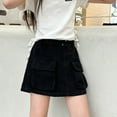 thumbnail image 1 of Girls Tennis Skirt Cargo Jean Skirt for Girls Trendy a Line Mini Denim Skirts with Pockets Teen Girls Streetwear Black 5Y, 1 of 5