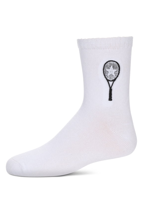 Girls Tennis Star Embroidered Cotton-Rich Crew Sock - Girls - Female, 10, White
