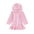 thumbnail image 1 of Girls Terry Hooded Full Zip Long Sleeve Coverups Beach Swim Cover Up with Pockets, 1 of 6