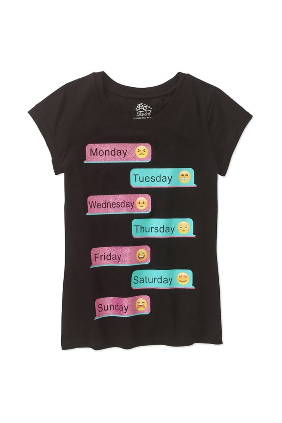 Girls' Text Short Sleeve Crew Neck Graphic T-Shirt