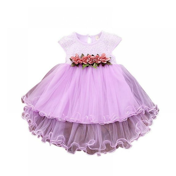 Girls Thanksgiving Dress, Little Girls Party Dresses Tulle Dress for Toddler Vintage Flower Toddler Birthday Dress for Wedding , Purple