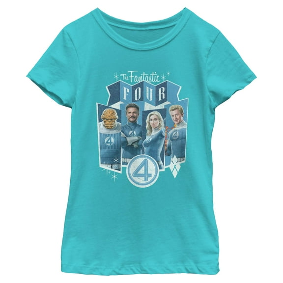 Girls The Fantastic Four: First Steps Retro First Family Panels T Shirt