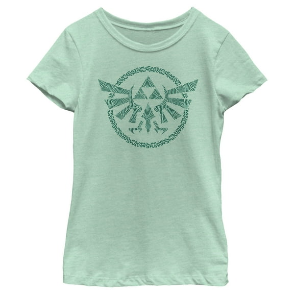 Girl's Nintendo The Legend of Zelda: Tears of the Kingdom Green Hyrule Crest  Graphic Tee Mint Medium