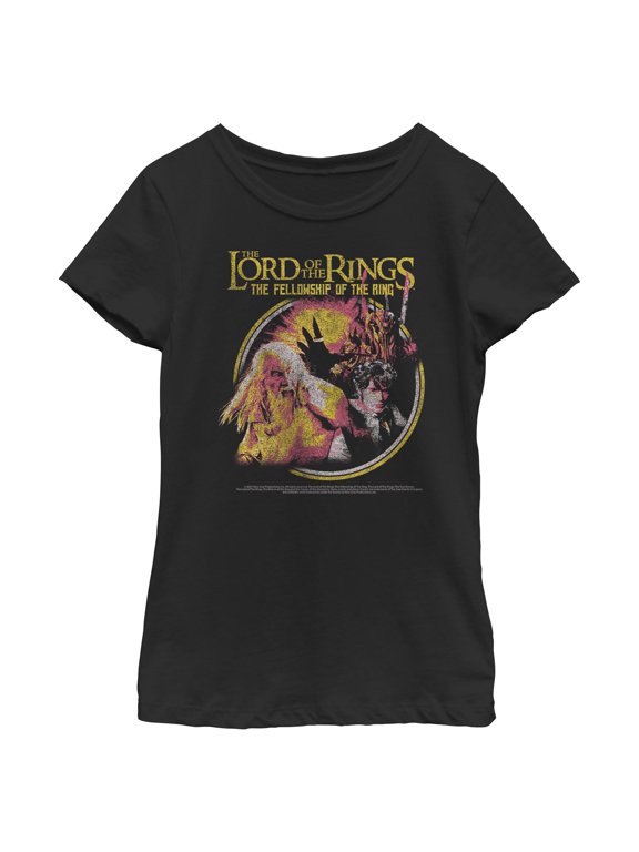 Girls The Lord of the Rings Fellowship of the Ring Distressed Retro Poster T Shirt