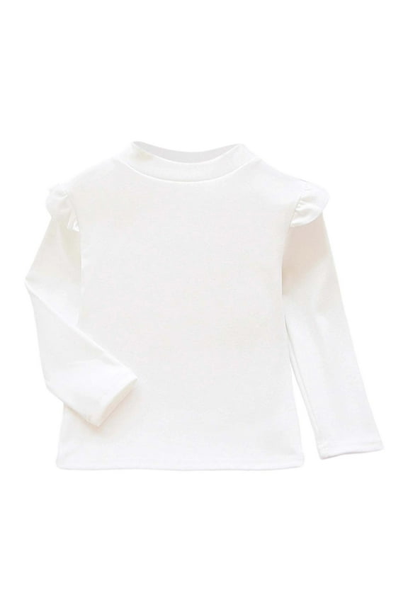 Girls Thermal Long Sleeve Half Turtleneck Lined Winter Warm Base Layer Top For Kids Comfortable Soft Tee Shirt 6-7 Years White
