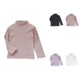 thumbnail image 1 of Girls Thermal Long Sleeve Half Turtleneck Top – Double-Layered Warm Base Layer Tee for Toddler & Little Girls Ages 1-5 Years, Solid Color Winter Basic Blouse, 1 of 4
