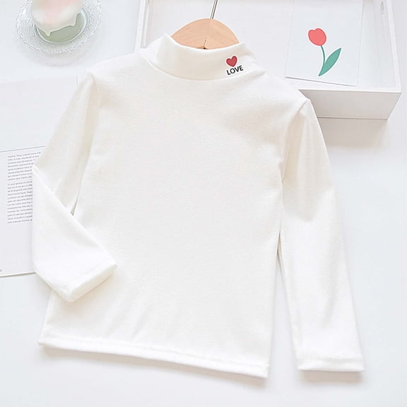 Girls Thermal Long Sleeve Shirt for Toddler Winter Warm Base Layer Top - Double Layered Lined Turtleneck Tee for Kids