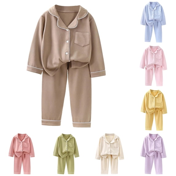 Girls Thermal Pajama Soft Double Velvet Long Sleeve Two Piece Outfit Cozy Winter for Toddlers and Kids with Lapel Collar Baby Girl Is Here 2-3 Years