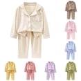 thumbnail image 1 of Girls Thermal Pajama Soft Double Velvet Long Sleeve Two Piece Outfit Cozy Winter for Toddlers and Kids with Lapel Collar Baby Girl Is Here 2-3 Years, 1 of 3