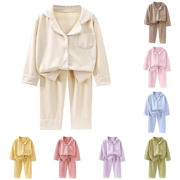 Girls Thermal Pajama Soft Double Velvet Long Sleeve Two Piece Outfit Cozy Winter for Toddlers and Kids with Lapel Collar Baby Girl Is Here 2-3 Years