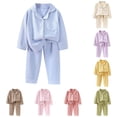 thumbnail image 1 of Girls Thermal Pajama Soft Double Velvet Long Sleeve Two Piece Outfit Cozy Winter for Toddlers and Kids with Lapel Collar Baby Girl Is Here 7-8 Years, 1 of 3