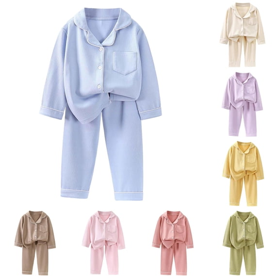 Girls Thermal Pajama Soft Double Velvet Long Sleeve Two Piece Outfit Cozy Winter for Toddlers and Kids with Lapel Collar Baby Girl Is Here 7-8 Years