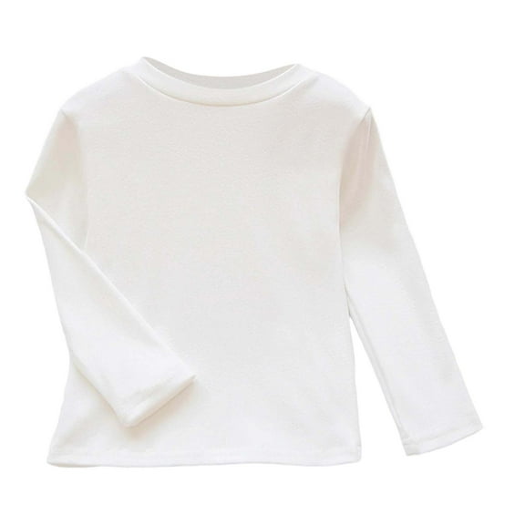 Girls Thermal Shirt White Boys Long Sleeve Shirts Girls Turtle Neck Casual Basic Tees Fall Tops Size 9-10 Years Girls Shirts