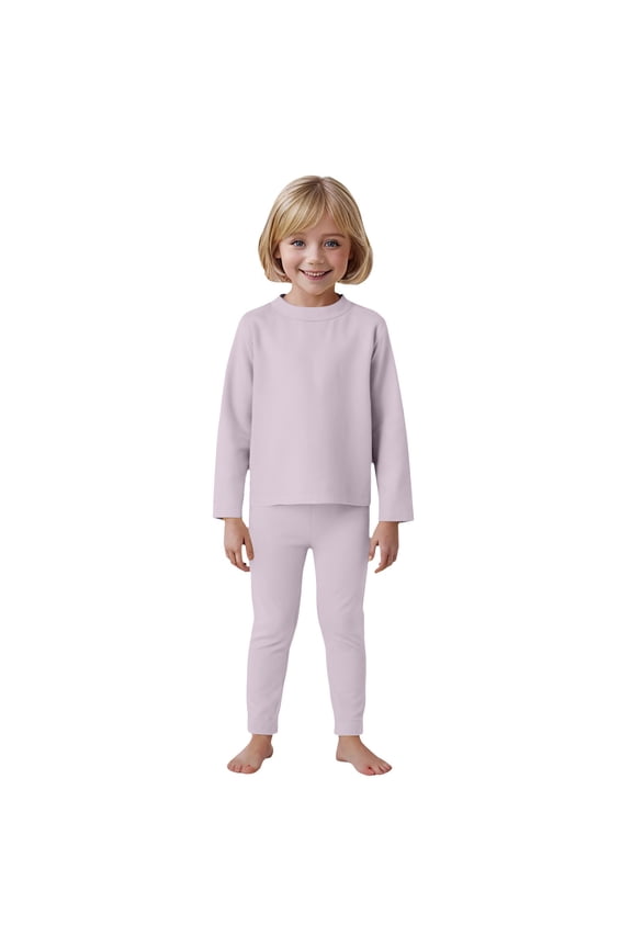 Kids Apparel Toddler Long Johns Kids Thermal Set Toddler Thermal Underwear Fleece Lined Toddler Thermal Set Base Layer Long Johns for Boys Girls Light Purple 6-7 Years
