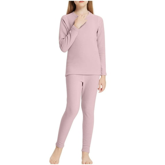 Girls Thermal Underwear Set for Kids Long Johns Fleece Lined Base Layer Top & Bottom for Cold Weather 3-13 Years