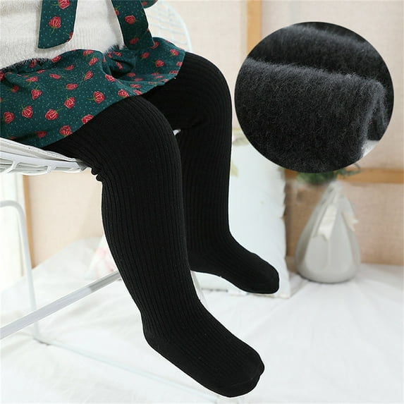 Girls Thick Cable Knit Tights Non- Seamless Cotton Leggings Pantyhose Warm Thermal Footed Stocking Pants for Little Boys Girls