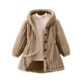 thumbnail image 1 of Girls Thick Hooded Jackets Long Sleeeve Button Front Fleece Fuzzy Coats Comfy Warm Pockets Outwear, 1 of 6