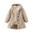 thumbnail image 1 of Girls Thick Hooded Jackets Long Sleeeve Button Front Fleece Fuzzy Coats Comfy Warm Pockets Outwear, 1 of 6