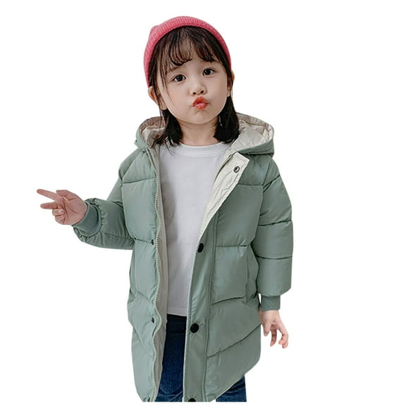 Girls' Thickened Sweater Coat Stylish Winter Hooded Cardigan Warm Windproof Jacket Outdoor Outerwear,110,Green