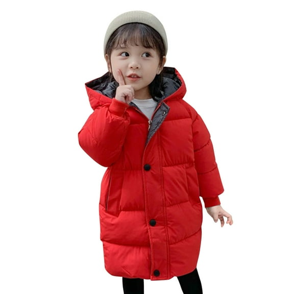 Girls' Thickened Sweater Coat Stylish Winter Hooded Cardigan Warm Windproof Jacket Outdoor Outerwear,110,Red