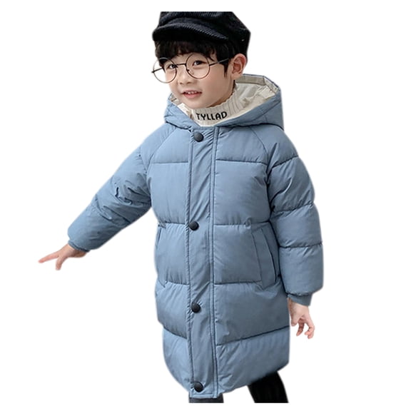 Girls' Thickened Sweater Coat Stylish Winter Hooded Cardigan Warm Windproof Jacket Outdoor Outerwear, 130,Blue