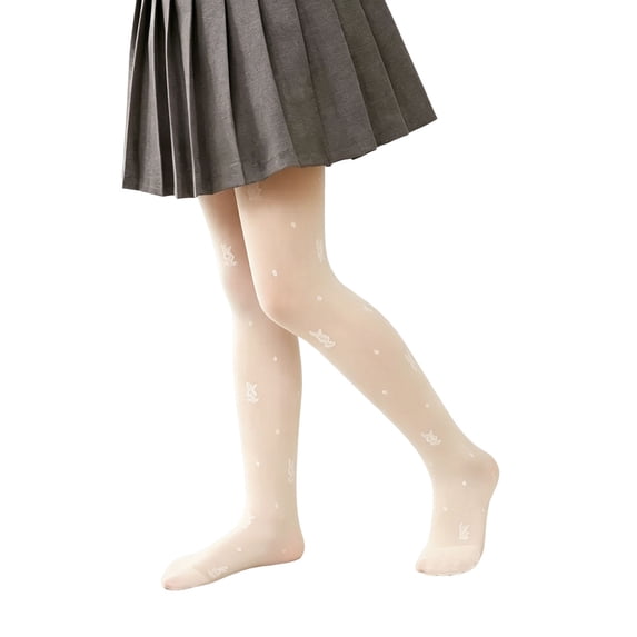 Girls' Thin Printed Tights Breathable Sheer Light Fabric Summer Mosquito Resistant Dance Stockings Classic Solid Shades for Girls Yellow 7-8Years