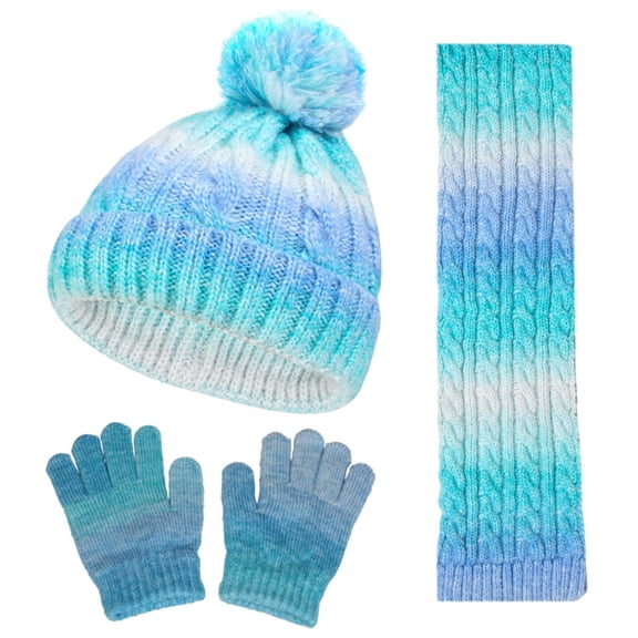 Girls' Three-piece Set Including Hat Scarf Gloves Fleece Lining Thickening for Fall Winter One-ball Baby Hat 3-10Y