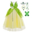 thumbnail image 1 of Girls Tiana Princess Dress Sleeveless Fancy Halloween Outfit for 3-10Y, 1 of 8