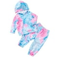 thumbnail image 1 of Girls Tie Dye 2 Piece Outfits Set Long Sleeve Hooded Sweatsuits and Sweatpant Casual Kids Jogger Sweatsuit, 1 of 6