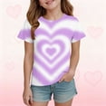 thumbnail image 1 of Girls Tie Dye Heart Shirt Purple Pastel Cute Graphic Tee Soft Stretchy Casual Top for Kids Play T-Shirt,Size 9 -10 T, 1 of 6