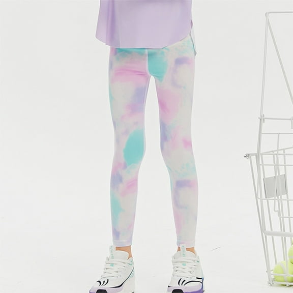 Girls Tie Dye Leggings High Stretch Athletic Pants For Everyday Wear Comfortable Sports Yoga Pants For Toddler Kids And Teens Soft Breathable Fabric Casual Girls Pants Purple 7-8 Years