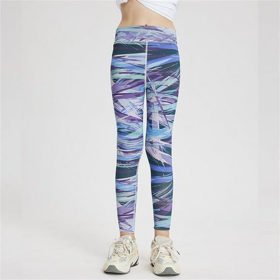 Girls Tie Dye Leggings High Stretch Athletic Pants For Everyday Wear Comfortable Sports Yoga Pants For Toddler Kids And Teens Soft Breathable Fabric Loose Fit Girls Pants Blue 5-6 Years