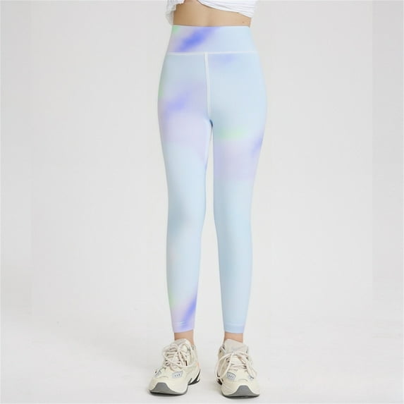 Girls Tie Dye Leggings High Stretch Athletic Pants For Everyday Wear Comfortable Sports Yoga Pants For Toddler Kids And Teens Soft Breathable Fabric Soft Girls Pants Sky Blue 3-4 Years